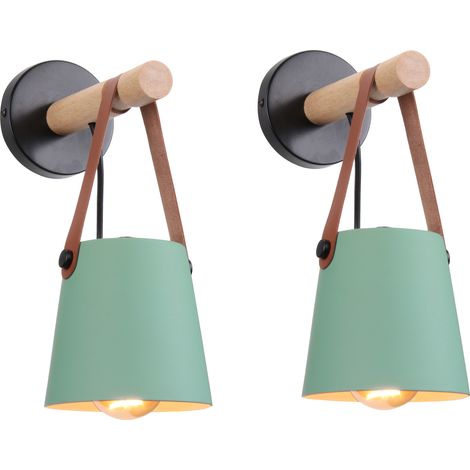 2PCS Moderne Wall Light Contemporary Industrial Bedside Lamp Lighting Hat Shape wth Belt for Living Room Bedroom Hallway Green (1/5)