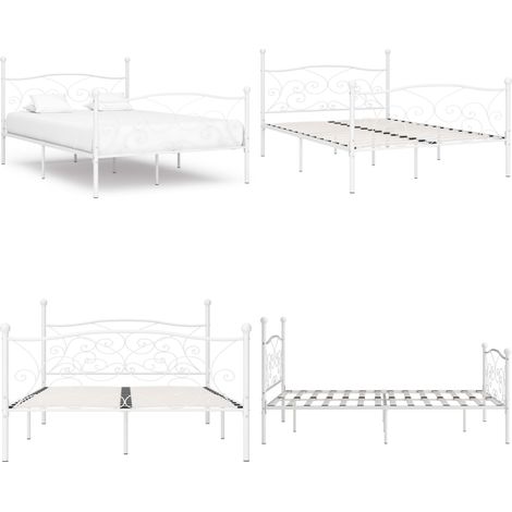 Estructura cama con somier sin colchón metal blanco 140x200 cm - Estructura de cama - Cama con somier