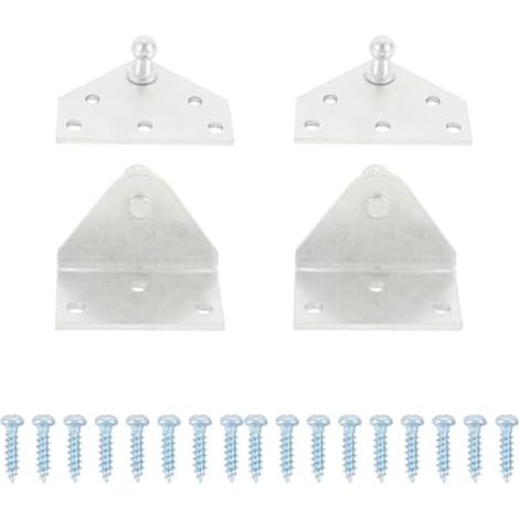 Lot de 4 supports de fixation universels à rotule, larges, pour vérin à gaz, argentés. (1/5)