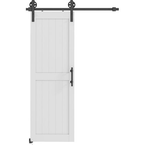 HOMCOM 152.4cm Sliding Barn Door Kit, Sliding Door with Track, White