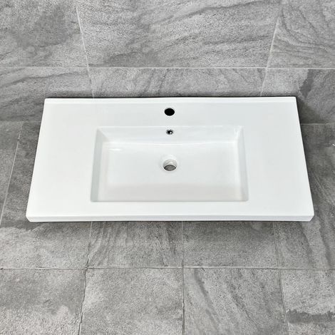 910mm x 465mm Ceramic Bathroom Sink Vanity Basin Rectangular (1/2)