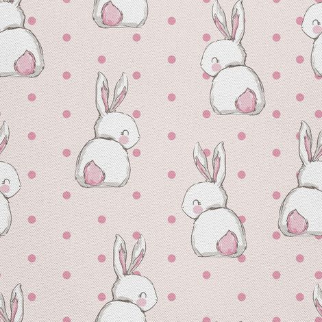Tissu d'extérieur décoratif Oxford - motif lapins sur fond rose (1/5)