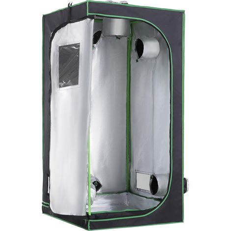 Tente de culture hydroponique Oxford 600D avec 5 aérations réglables et une fenêtre, pour culture hydroponique d'intérieur, avec passe-câbles, 80 x 80 x 160 cm, noire