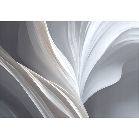 Papier peint mural abstraction grise vagues intissé grand format design intérieur salon chambre pas cher 150x105 cm (1/5)