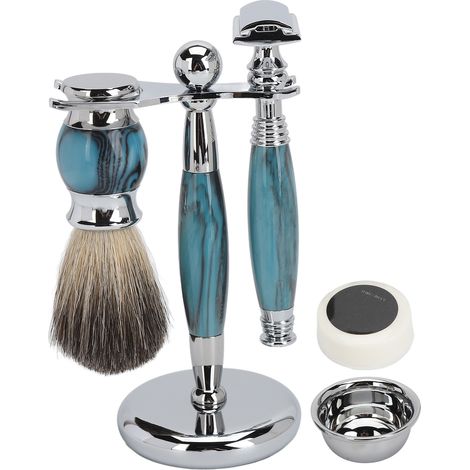 Kit tondeuse barbe manuel, outil de rasage et taille moustache avec support crochet et brosse (1/5)