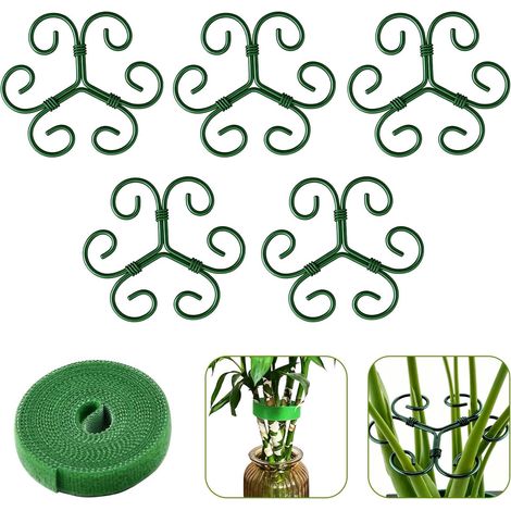 Tuteur pour Plantes Grimpantes – 5 Supports + 2m Ruban – Rankhilfe Monstera & Plantes Intérieur – Aide à la Croissance, Anti-enroulement des Tiges – Métal Anti-Rouille – Usage Intérieur/Extérieur (1/5)