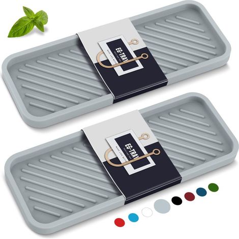 Ablage für die Spüle, Silikon-Schwammhalter, Seifenablage (geeignet für Küche und Bad), grau, 2er-Set