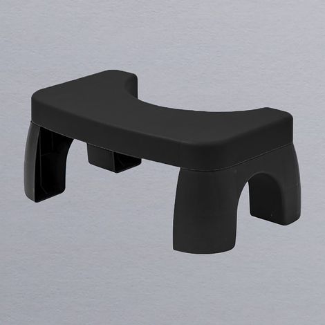 Taburete de baño de oficina negro fabricado en polipropileno con superficie antideslizante para mejorar la postura. (1/5)