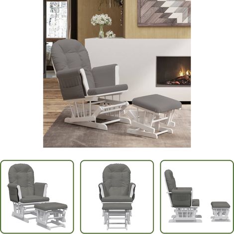 Chaise d'allaitement - Chaise berçante avec repose-pied Gris foncé Tissu (1/5)