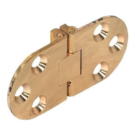 Charnières de Table Pliante - Pour Tables de Cuisine, Machines à Coudre, Mobilier de Bureau, Plateaux de Table Pliante - Charnières Cachées Plates en Acier Nickelé - Laiton Poli - 30x65mm - 1 Pièce