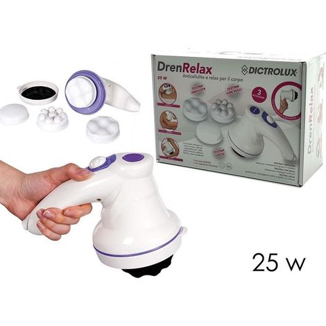 Trade Shop - Massaggiatore Anti Cellulite 25 W Con 3 Testine Differenti Per Braccia Collo Pancia - (1/5)