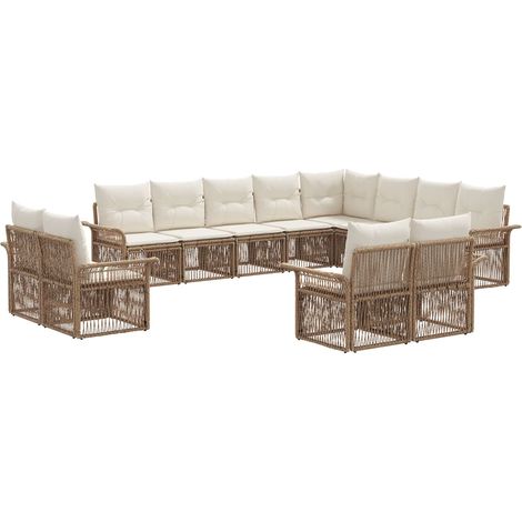 Gartensofa-set 12 pcs Beige und Cremeweiß Poly-Rattan vidaXL