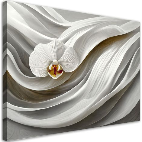 Tableau sur toile Tableau sur toile Orchidée blanche et abstraction 3D 60x40 (1/5)