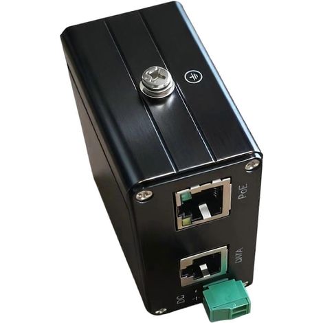 Vielseitiger industrieller PoE-Injektor mit Unterstützung für Datenübertragungsraten von bis zu 2500 Mbit/s und einem breiten Eingangsspannungsbereich (DC 44–57 V). Mehrfarbig. (1/5)