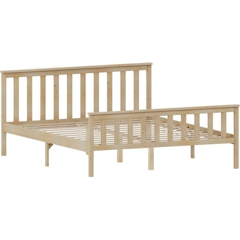 Milan King Size Wooden Bed, High Foot, Pine & Gel Memory Foam Pocket Spring Mattress, King (1/5)