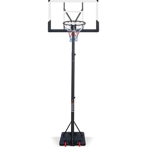 Panier de basket extérieur réglable en hauteur de 173,74 à 304,8 cm, avec panneau PVC, filet toutes saisons, structure acier noir et blanc – CHICFURN (1/5)