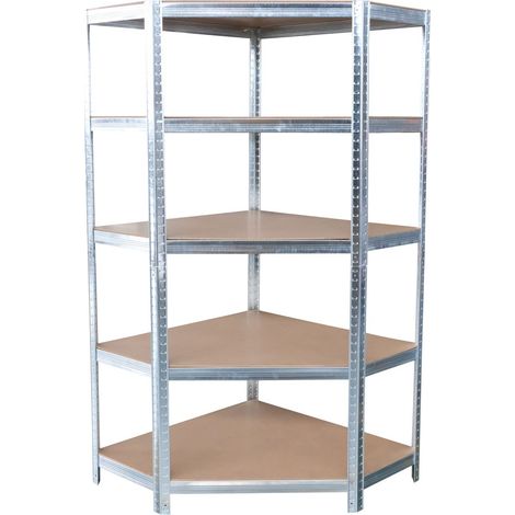 Regal Racks RAT80, für Ecke, Eckregal, Metall, MDF, 5 Ablagen, 180x90x40 cm, max. 150 kg/Ablage (1/4)