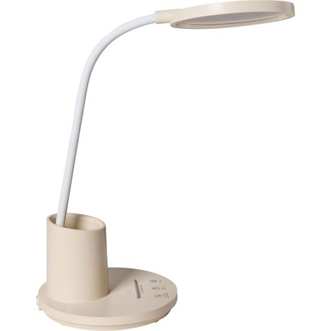 Office Desk Lamp Light Beige Table Lighting Reading Computer Lamp Adjustable Arm Slide Stepless Dimmer Colour Temperature VELA