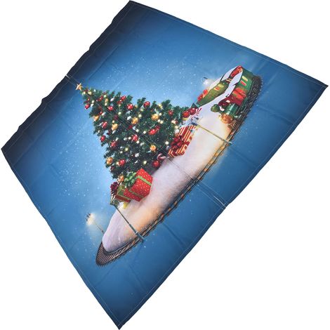 Rideau de Noël Impression 3D avec Sapin pour Salon et Chambre, 170x200cm - Décoration Festive et Occultation