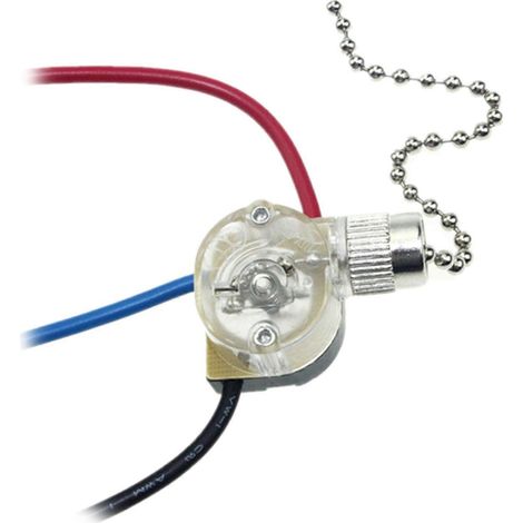 Interrupteurs à tirette de rechange durables, interrupteurs à tirette en plastique à 3 fils pour ventilateurs de plafond ou lustres semi-transparents (1/5)