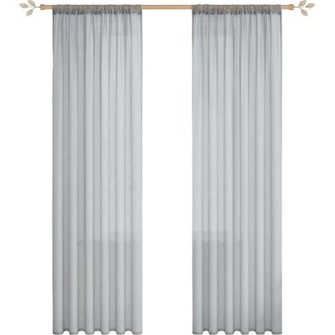 Rideaux voilage semi-transparents 2 panneaux gris 140x245 cm (1/5)