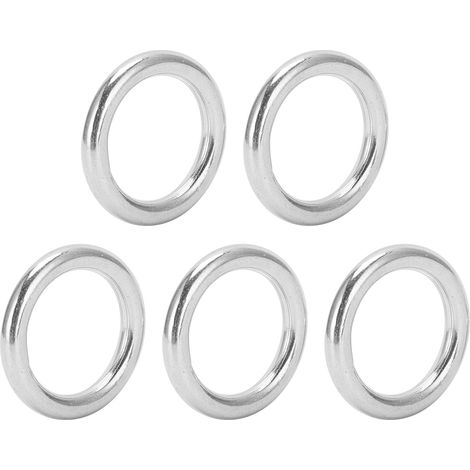 Set aus 5 runden, geschweißten Edelstahlringen, robust und langlebig, für den Einsatz auf Booten und im Freien (3 x 25 mm). (1/5)