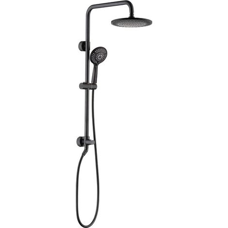 The rain shower system includes a rain shower and a hand shower, with a height-adjustable bracket and solid brass rails. (1/5)