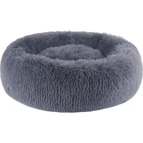 Round Fluffy Dog Cat Bed Cat Beds, Fluffy Dog Bed Donut Anti Stress Plush Comfortable Washable for Dog Cat Small Medium Large XH034 Dark Gray 50cm (Pack of 1) (1/5)