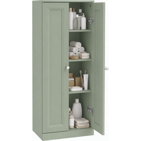 HOMCOM Narrow Bathroom Cabinet, Slim Storage Cabinet, Light Green (1/5)