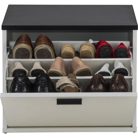 Meuble chaussure 1 abattant blanc 9 paires Lohan (1/3)