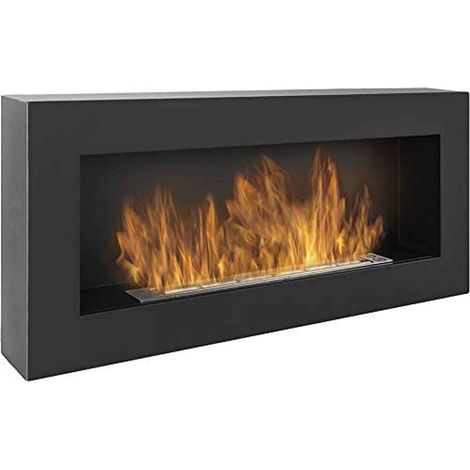 Frankystar – Cheminée bioéthanol murale 90x12x40 cm – Brûleur inox 0,75 L – Pour espaces intérieurs jusqu'à 25 m² – Écologique et sans fumée (1/5)
