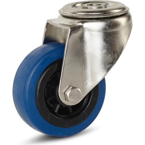Roulette pivotante - MESO - Caoutchouc élastique inox - Trou central - 80mm - 80kg (1/2)