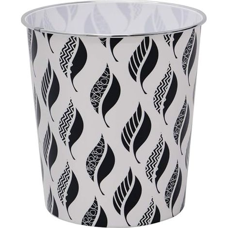Small Leaves Waste Paper Bin, Black and White (1/4)