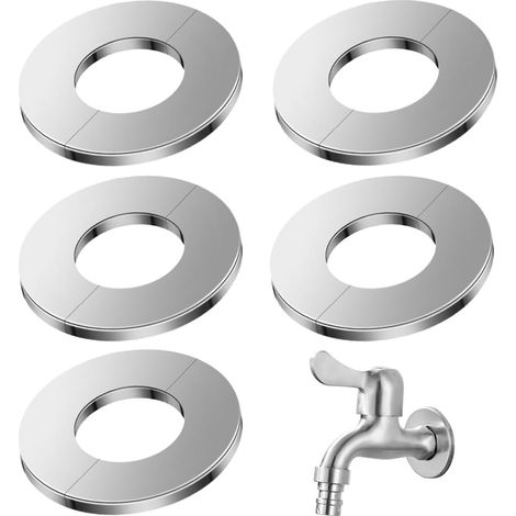 5 Cache Tuyau en Acier Inoxydable, Diamètre Intérieur 35mm, Pour Douche, Robinet, Évier, Salle de Bain, Cuisine, Protection et Étanchéité (1/5)