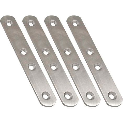 Piastre dritte per giunzione "PLC14", 120x19x2mm, in acciaio inox (4 unità, viti incluse)