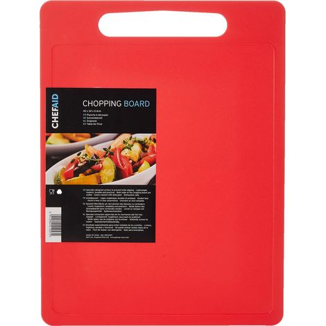 Chef Aid Tagliere grande in poliestere rosso, superficie antiscivolo multiuso, facile da pulire e lavabile in lavastoviglie con manico, 40 x 30 cm. Altri colori disponibili.
