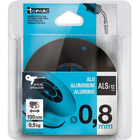 Bobine fil massif aluminium diam. 0,8 mm, bobine-diametre 100 mm, AISi12 (1/2)
