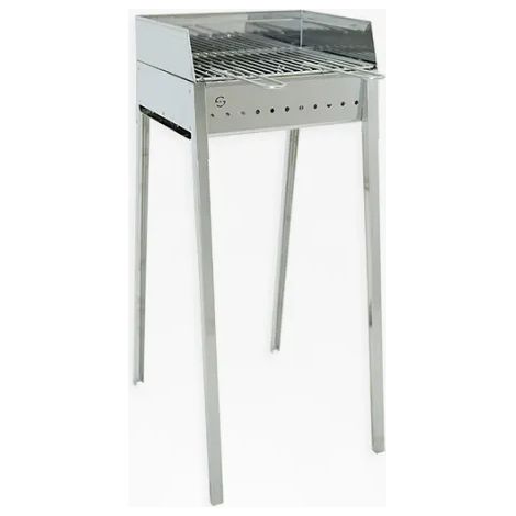 Lisa Stromboli 40x30 barbecue portable au charbon de bois en acier inoxydable - Con kit paratia + griglia (1/5)