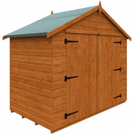 4 x 7 Feet Apex Compact 12mm Shed - Solid Wood/Softwood/Pine - L115 x W205 x H190.8 cm - Burnt Orange