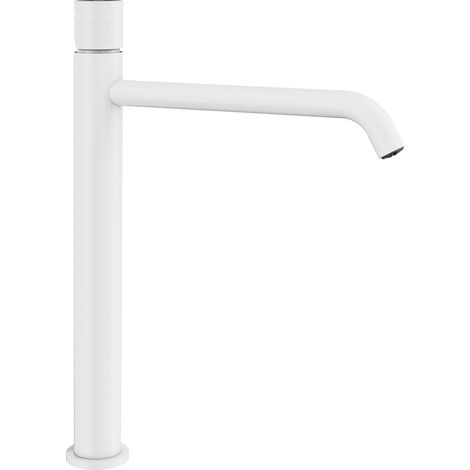 Grifo de Lavabo de Caño Alto Modelo HELIOS Fabricado en Latón Monomando Acabado en Blanco (1/2)
