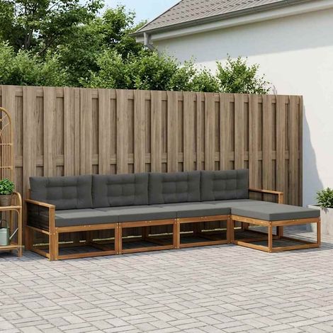 vidaXL Conjunto de sofás de exterior 5 uds. Natural y Antracita (1/5)