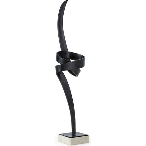Sculpture élégance moderne en marbre - Noir satiné et blanc marbré (1/3)