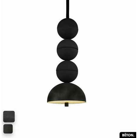 Lampe de suspension en béton velours - BOSFOR CONCRETE VELVET NOIR - OLIVE 3 BALLES LED 14W (1/2)