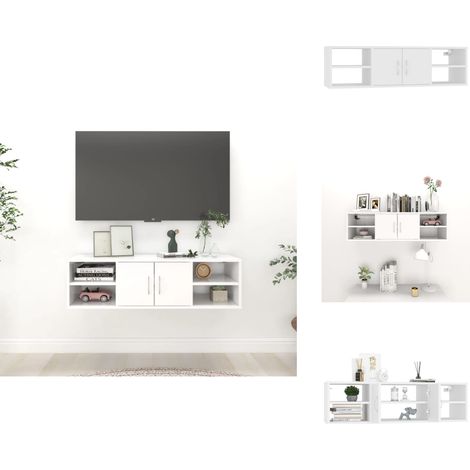 Étagère murale Blanc 102x30x29 cm Bois d’ingénierie - Étagère Murale - Bibliothèque Murale - Rangement Mural - Meuble Blanc - Étagère Design (1/5)