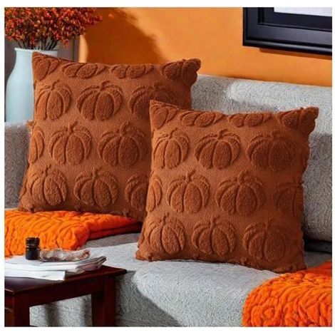Set of 2 Autumn Pumpkin Decorative Cushion Covers, 45x45 cm (1/4)