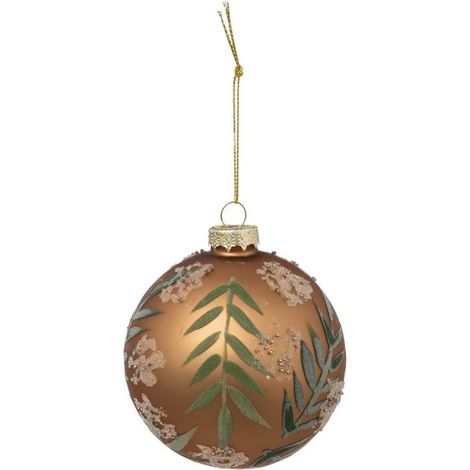 Paris Prix - Boule De Noël En Verre feuilles 9cm Marron
