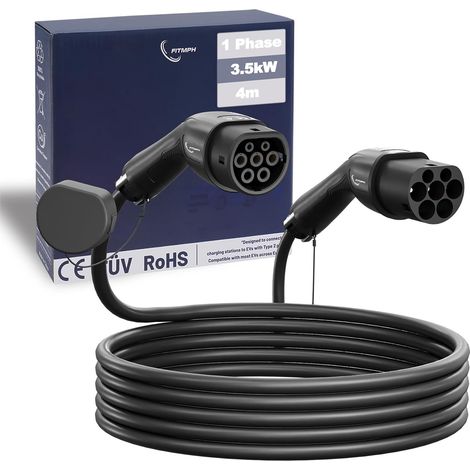 Type 2 to Type 2 Electric Car Charging Cable, IEC 62196-2, for AC Charging Station and Electric Vehicles, Non Extender (16A, 4m) (1/5)