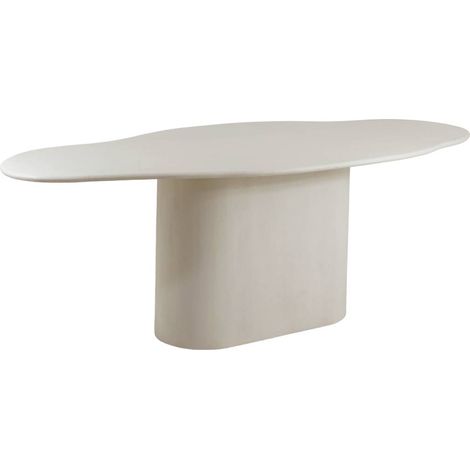 Made In Meubles – Table à manger nuage en MDF effet béton blanc – Grand plateau 220x100cm – Pied central pour 6 à 8 personnes – Design moderne et minimaliste (1/5)