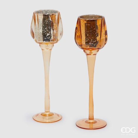 EDG Enzo De Gasperi Portacandela Calice Natale H 27,5 Cm D 8 Cm Amber 1 Pz