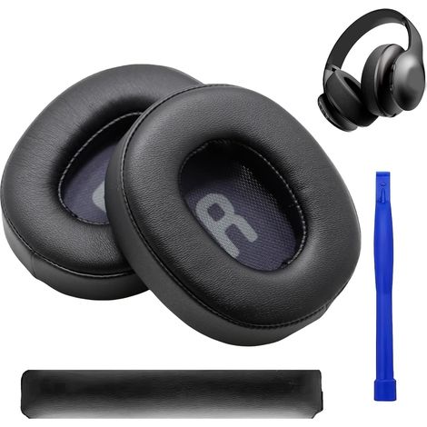 1 Paire Coussinets Casque et 1 Bandeau pour JBL Tune 700(700BT)/710(710BT)/720(720BT)/750(750BT,750BTNC), 760(760NC), avec Mousse d'isolation Phonique (Noir) (1/5)